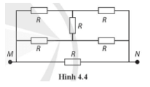Cho mạch điện (Hình 4.4), các điện trở R đều bằng nhau. Điện trở tương đương giữa M và N là