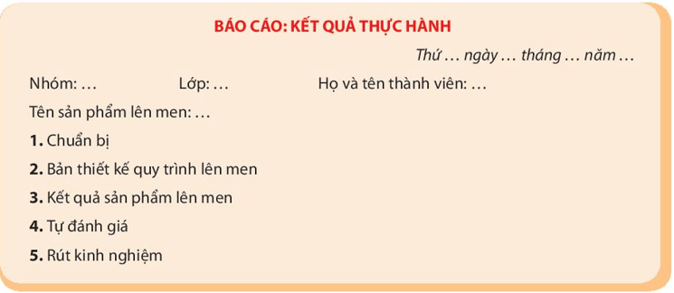 Sinh 10 Chân trời sáng tạo Bài 28: Thực hành: Lên men | Giải Sinh học 10