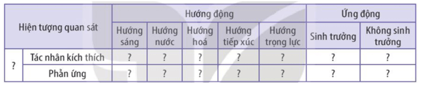 Quan sát thực tế hoặc qua tranh ảnh video một số hiện tượng hướng động và ứng động