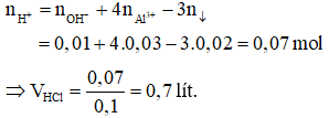 Công thức tính nhanh số mol H+ khi cho từ từ axit vào muối AlO2 (muối aluminat) hay nhất