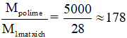 Công thức tính số mắt xích (hệ số polime hóa) polime hay nhất
