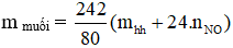 Công thức tính khối lượng muối thu được khi cho hỗn hợp sắt và các oxit sắt tác dụng với dung dịch HNO3 hay nhất