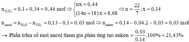 Công thức bài toán tách nước của ancol hay nhất