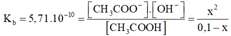 Công thức tính hằng số phân li bazơ