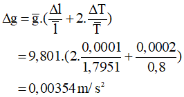 Công thức tính sai số gia tốc trọng trường hay nhất