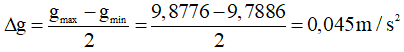 Công thức tính sai số gia tốc trọng trường hay nhất