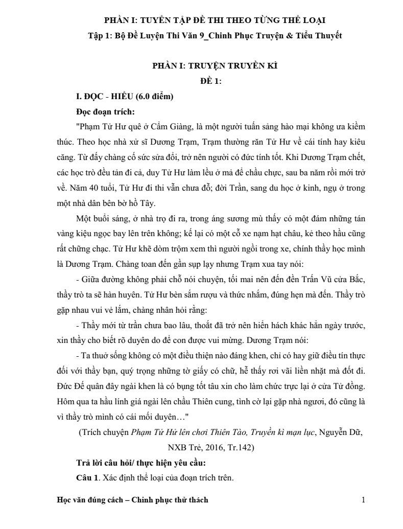 Bộ đề thực chiến ôn thi vào lớp 10 môn Văn