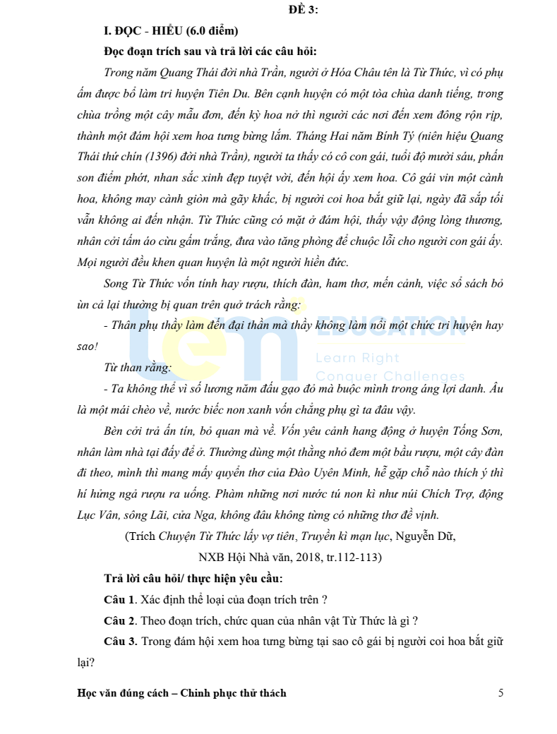 Bộ đề thực chiến ôn thi vào lớp 10 môn Văn