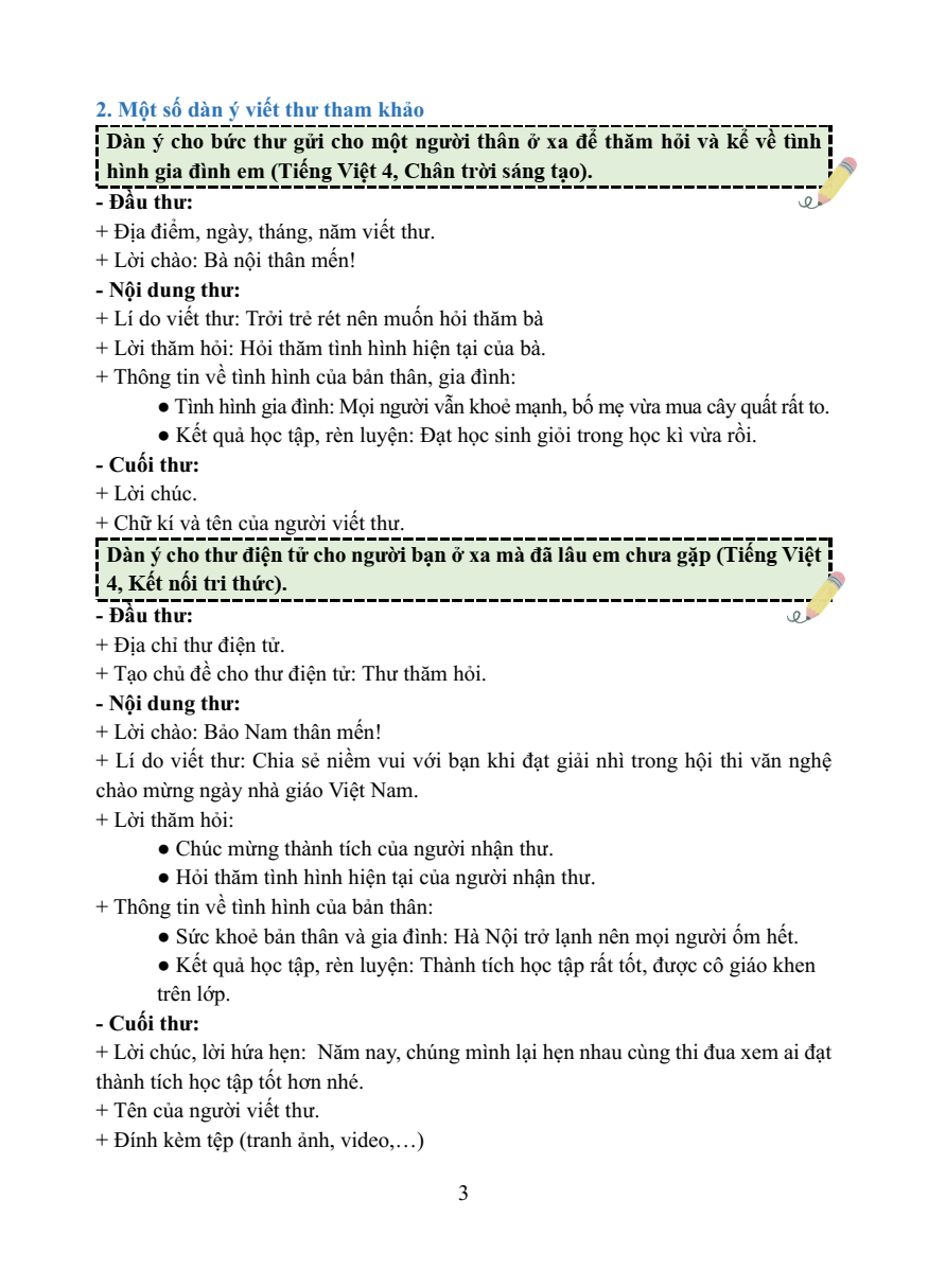Chuyên đề Viết thư lớp 4