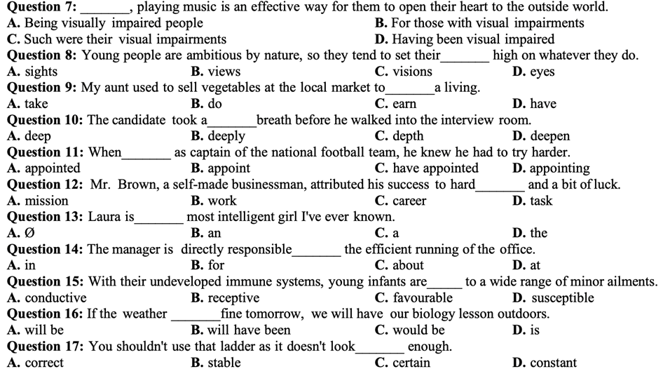 Tổng hợp đề thi, đáp án chi tiết điền từ vào câu từ đề thi chính thức