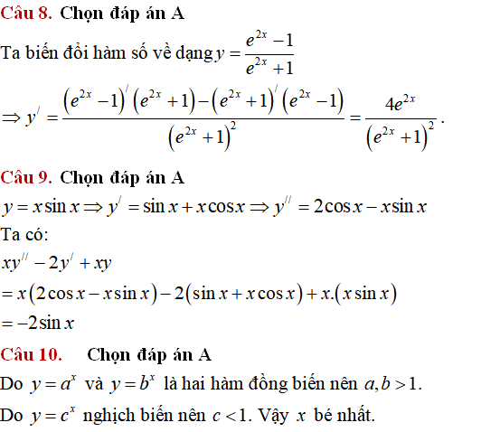 10 câu vận dụng cao hàm số mũ, hàm số lũy thừa, hàm số logarit - Toán lớp 12