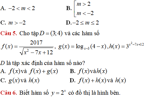 10 câu vận dụng thấp hàm số mũ, hàm số lũy thừa, hàm số logarit - Toán lớp 12