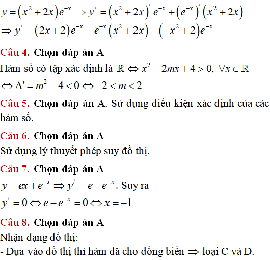 10 câu vận dụng thấp hàm số mũ, hàm số lũy thừa, hàm số logarit - Toán lớp 12
