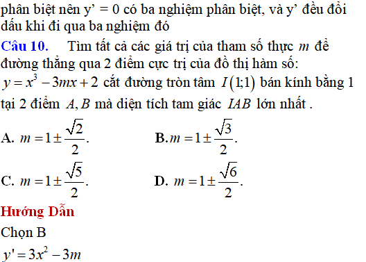 130 bài tập Cực trị của hàm số cơ bản có lời giải - Toán lớp 12