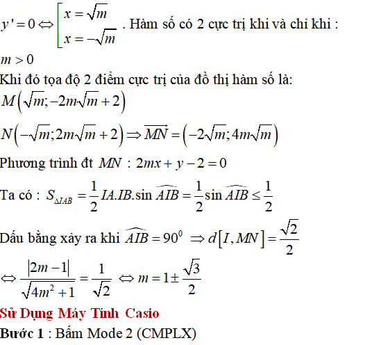 130 bài tập Cực trị của hàm số cơ bản có lời giải - Toán lớp 12