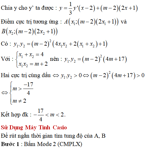 130 bài tập Cực trị của hàm số cơ bản có lời giải - Toán lớp 12