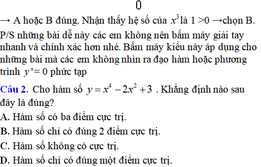 130 bài tập Cực trị của hàm số cơ bản có lời giải - Toán lớp 12