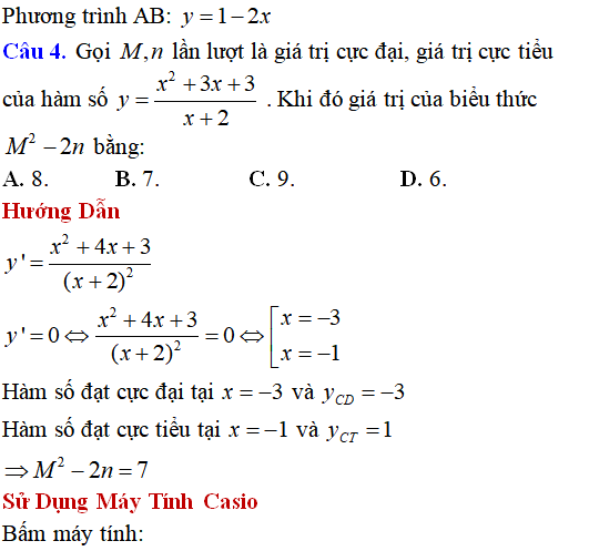 130 bài tập Cực trị của hàm số cơ bản có lời giải - Toán lớp 12