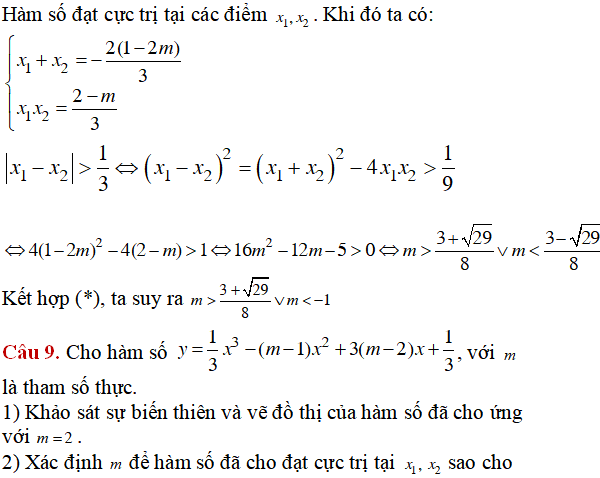 14 bài tập Cực trị của hàm số nâng cao có lời giải - Toán lớp 12