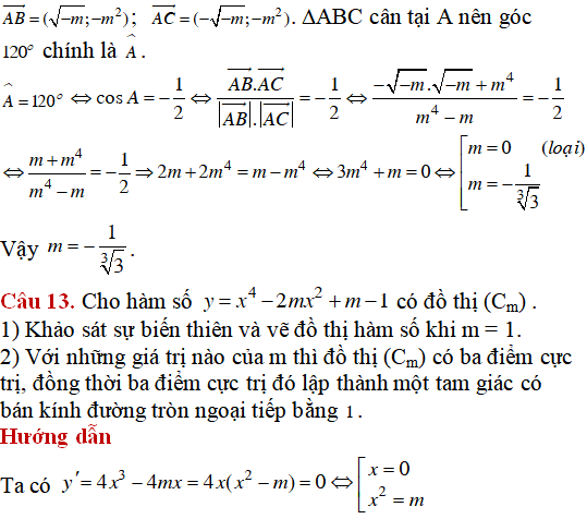 14 bài tập Cực trị của hàm số nâng cao có lời giải - Toán lớp 12