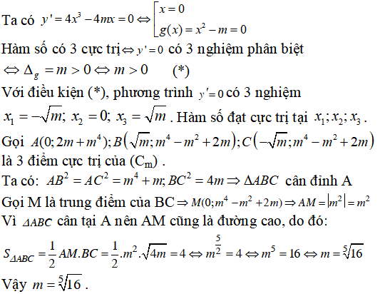 14 bài tập Cực trị của hàm số nâng cao có lời giải - Toán lớp 12