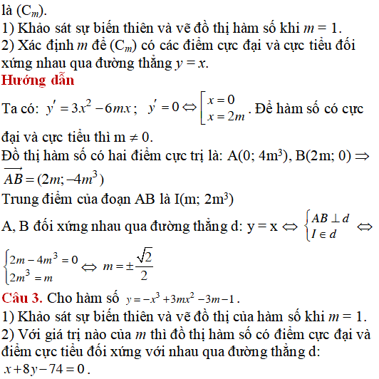 14 bài tập Cực trị của hàm số nâng cao có lời giải - Toán lớp 12