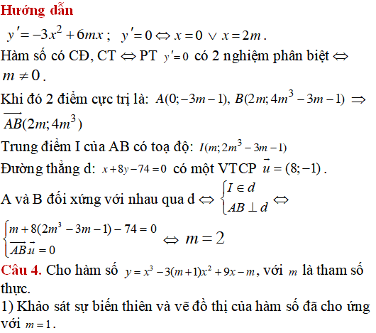 14 bài tập Cực trị của hàm số nâng cao có lời giải - Toán lớp 12