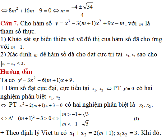 14 bài tập Cực trị của hàm số nâng cao có lời giải - Toán lớp 12