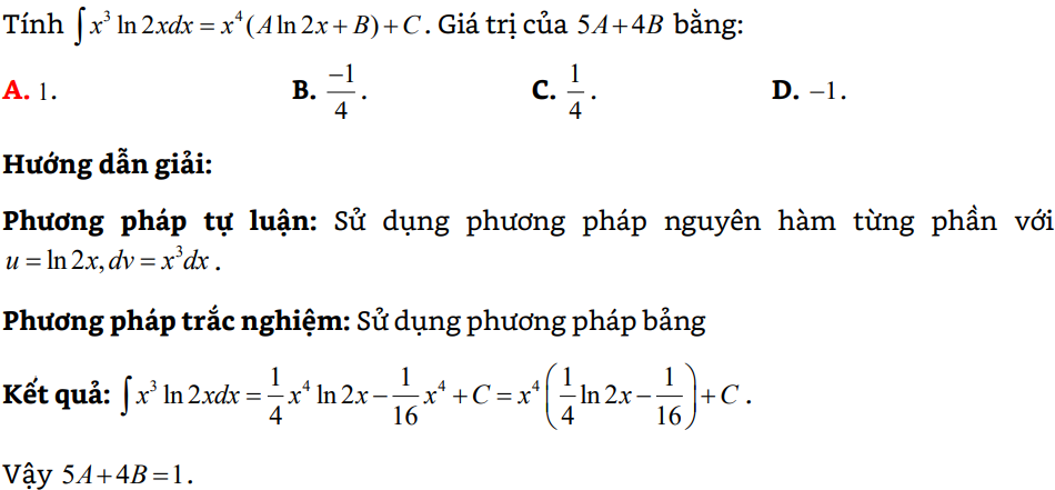 15 Bài tập Phương pháp nguyên hàm từng phần có lời giải (vận dụng cao) - Toán lớp 12