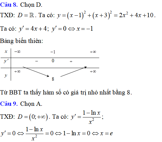 220 bài tập Tìm giá trị lớn nhất, nhỏ nhất của hàm số có lời giải (phần 1) - Toán lớp 12