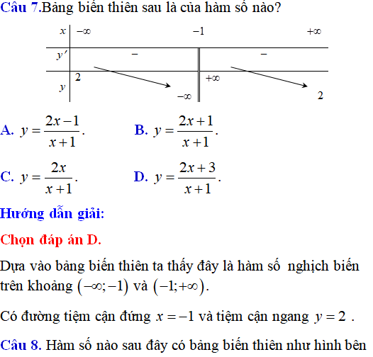 25 bài tập trắc nghiệm bảng biến thiên và các bài toán liên quan - Toán lớp 12