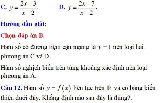 25 bài tập trắc nghiệm bảng biến thiên và các bài toán liên quan - Toán lớp 12