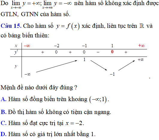 25 bài tập trắc nghiệm bảng biến thiên và các bài toán liên quan - Toán lớp 12