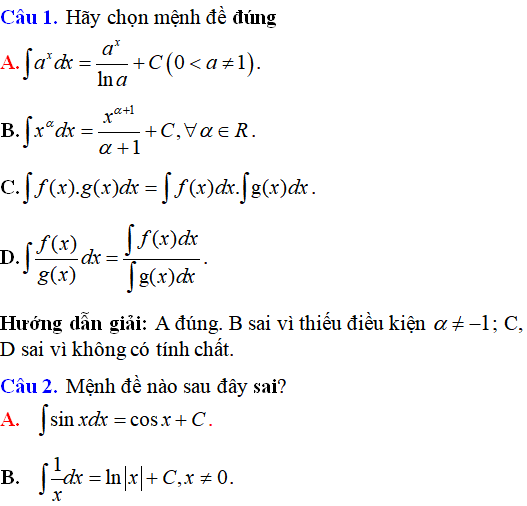 33 bài tập ôn tập tổng hợp phần Nguyên hàm có lời giải - Toán lớp 12