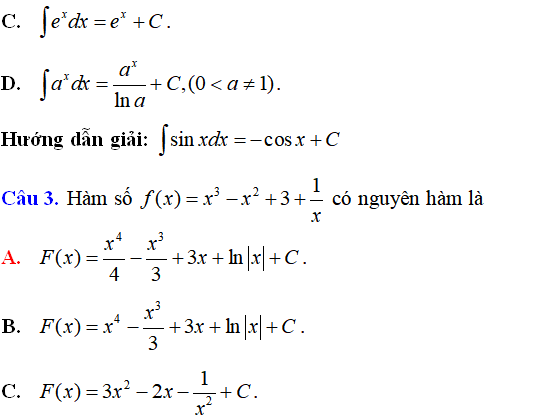 33 bài tập ôn tập tổng hợp phần Nguyên hàm có lời giải - Toán lớp 12