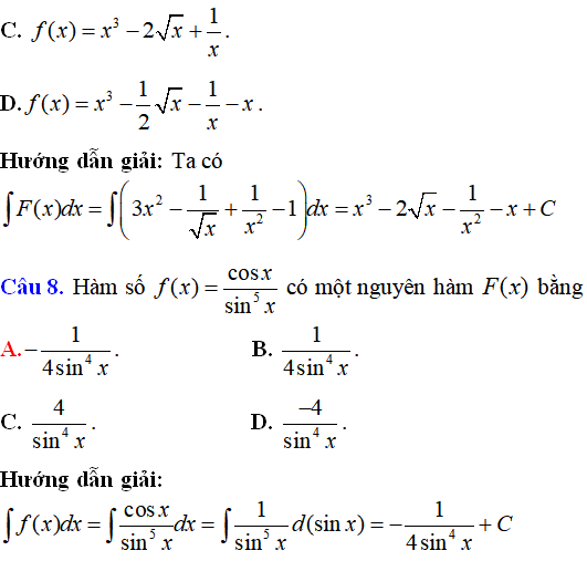 33 bài tập ôn tập tổng hợp phần Nguyên hàm có lời giải - Toán lớp 12