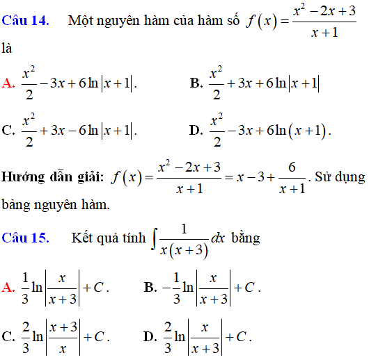 33 bài tập ôn tập tổng hợp phần Nguyên hàm có lời giải - Toán lớp 12