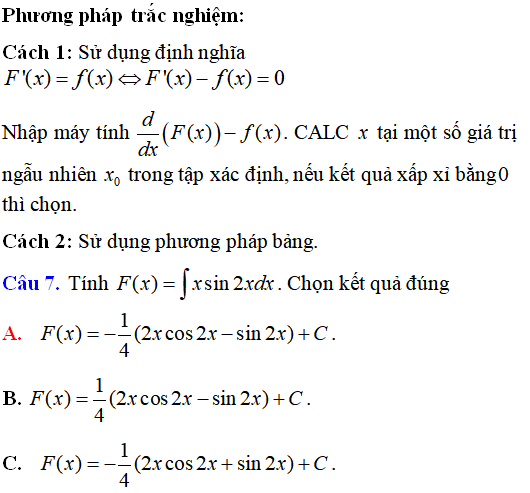 43 Bài tập Phương pháp nguyên hàm từng phần có lời giải (vận dụng thấp) - Toán lớp 12