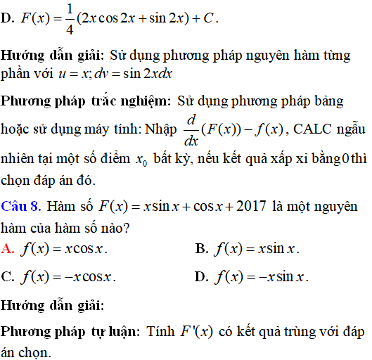 43 Bài tập Phương pháp nguyên hàm từng phần có lời giải (vận dụng thấp) - Toán lớp 12