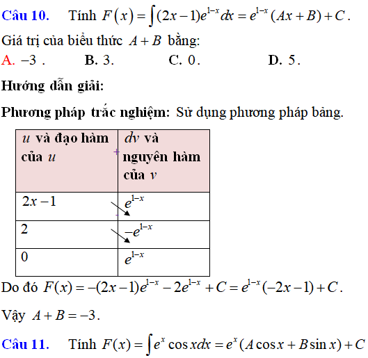 43 Bài tập Phương pháp nguyên hàm từng phần có lời giải (vận dụng thấp) - Toán lớp 12