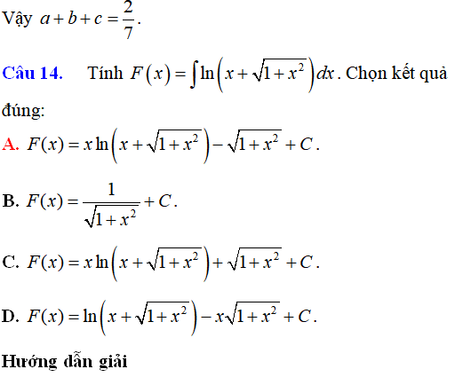 43 Bài tập Phương pháp nguyên hàm từng phần có lời giải (vận dụng thấp) - Toán lớp 12