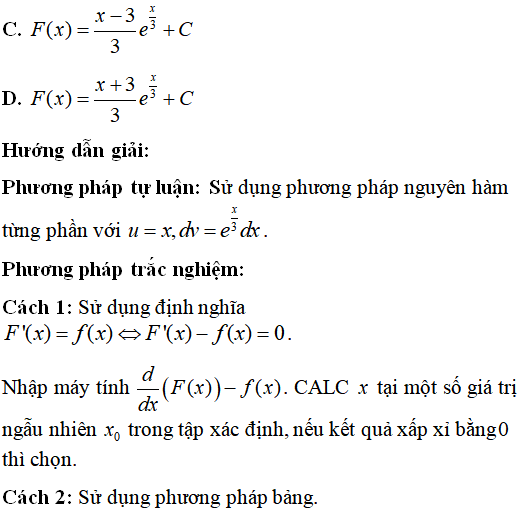 43 Bài tập Phương pháp nguyên hàm từng phần có lời giải (vận dụng thấp) - Toán lớp 12