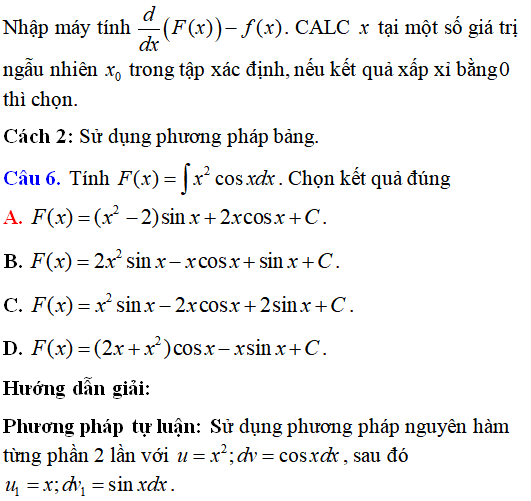 43 Bài tập Phương pháp nguyên hàm từng phần có lời giải (vận dụng thấp) - Toán lớp 12