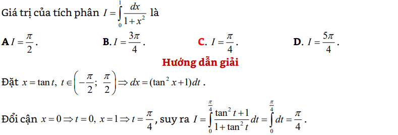 45 bài tập trắc nghiệm tích phân có lời giải (vận dụng thấp) - Toán lớp 12