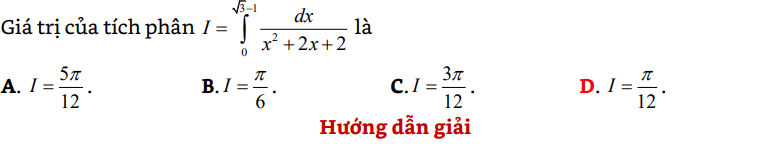 45 bài tập trắc nghiệm tích phân có lời giải (vận dụng thấp) - Toán lớp 12