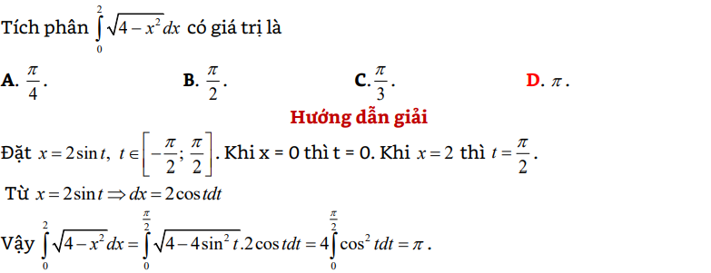 45 bài tập trắc nghiệm tích phân có lời giải (vận dụng thấp) - Toán lớp 12