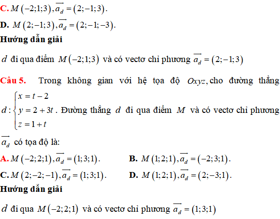 58 bài tập trắc nghiệm Phương trình đường thẳng trong không gian có lời giải - Toán lớp 12