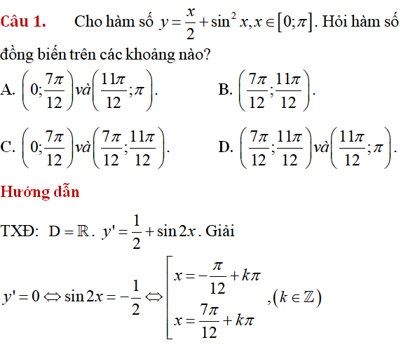 60 bài tập Tính đơn điệu của hàm số có lời giải (phần 1) - Toán lớp 12