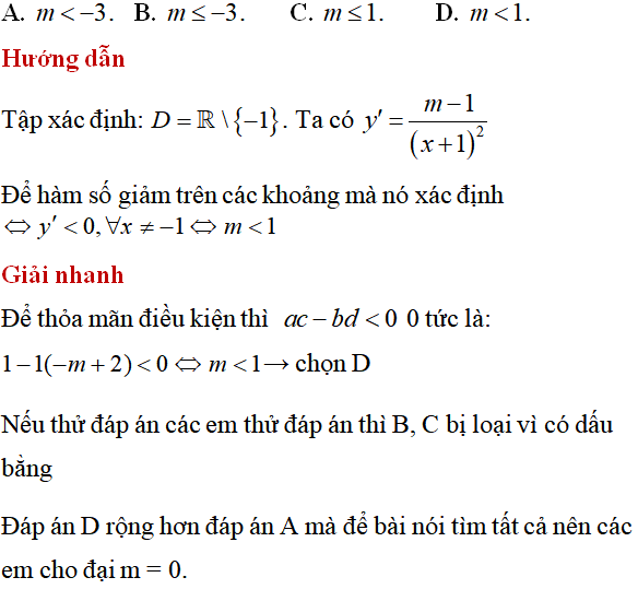 60 bài tập Tính đơn điệu của hàm số có lời giải (phần 1) - Toán lớp 12