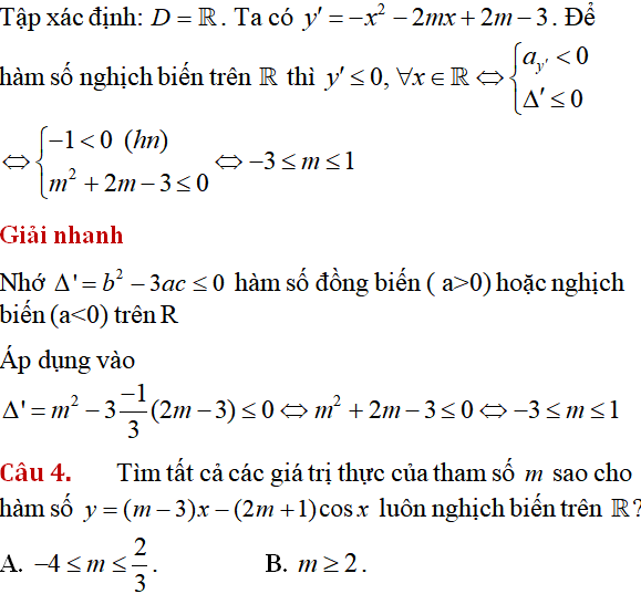 60 bài tập Tính đơn điệu của hàm số có lời giải (phần 1) - Toán lớp 12